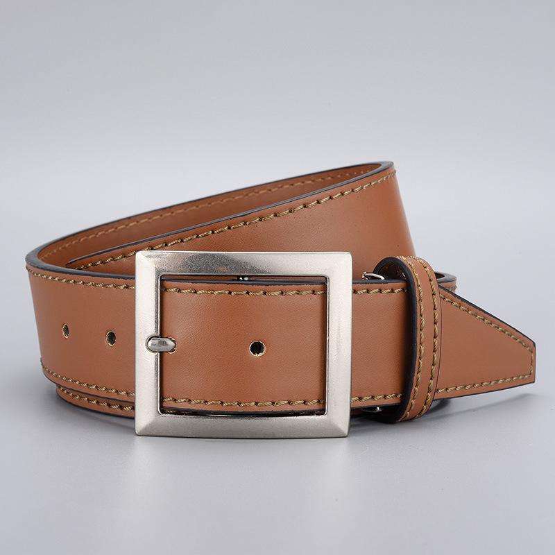 Men'S Belt Alloy Belt Simple Casual Pin Buckle Belt Pu Belt Men'S