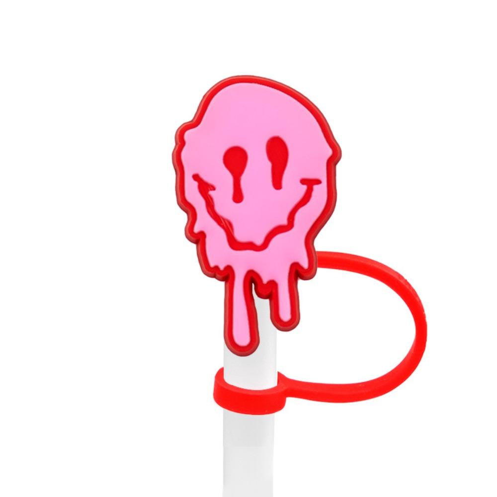 2Pcs Sweet Heart Leopard Print Silicone Straw Cap Dustproof Splashproof Rainbow Straw Cover Tips Straw Decoration For 7-8mm