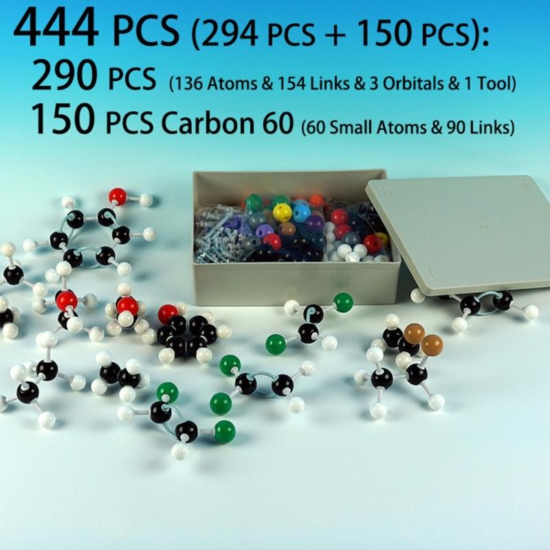 444 Pcs Chemistry Molecular Model Kit Molecular Model Set for Inorganic & Organic Chemistry with Atoms Links and 1 Tool