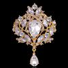 Shiny Crystal Teardrop Brooch Crown Romantic Wedding Party Pin Jewelry Gift