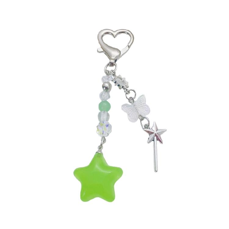 Eye Catching Star Beaded Keychain Mobile Phone Hanging Chain Colorful Pentagrams Pendant for Key and Mobile Device