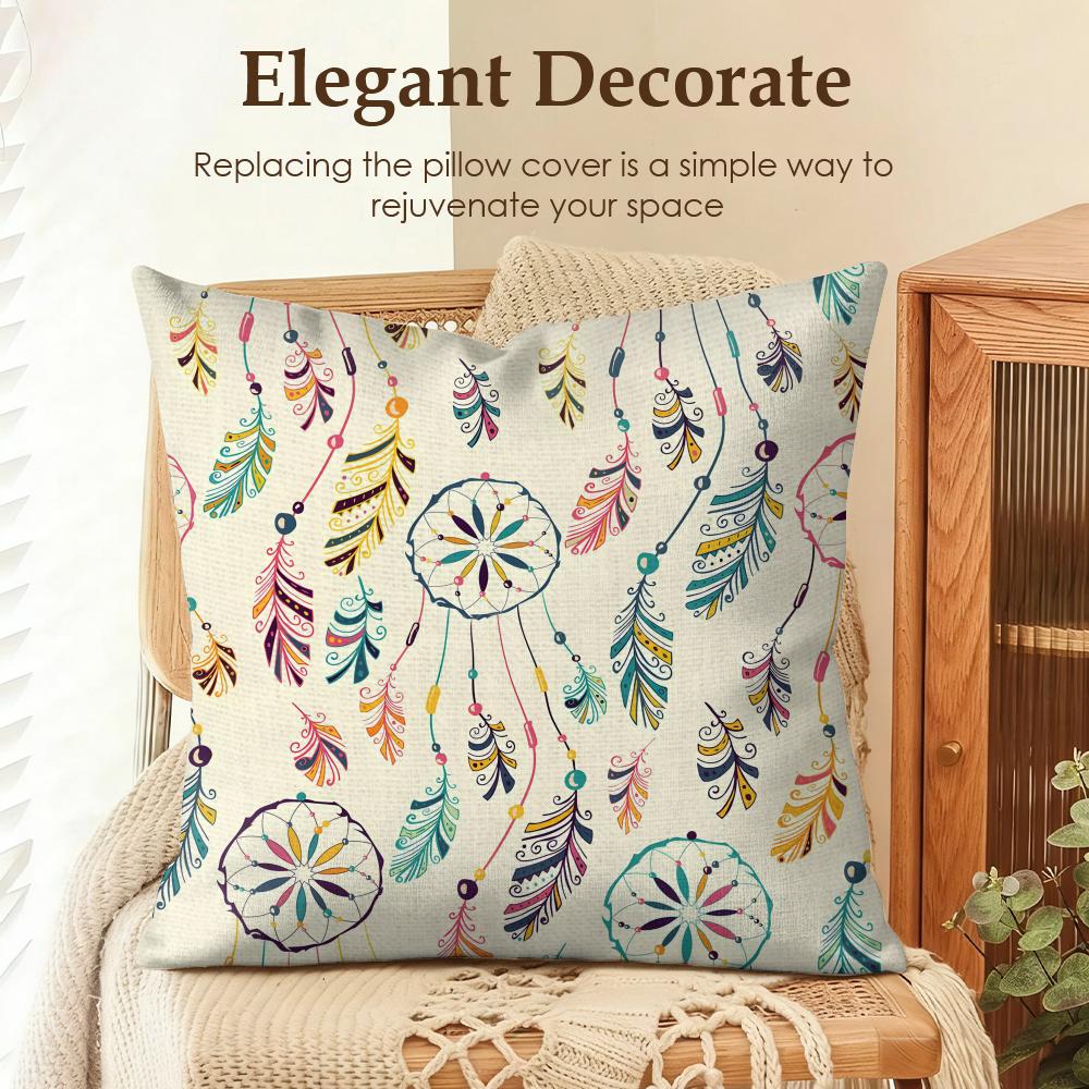 

Art Indian Dream Catcher Cushion Cover Natural Linen Organic Fabric DoubleSided Printing Sofa Home Decor Gift Pillow Case 30x30cm