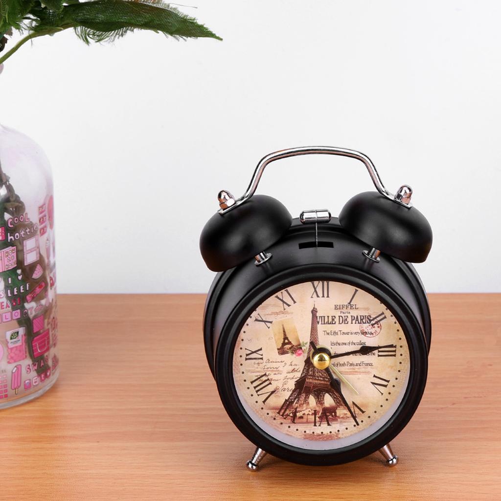 Mini Metal Digital Alarm Clock Mute with Lights Twinkling Bell for Bedroom Student