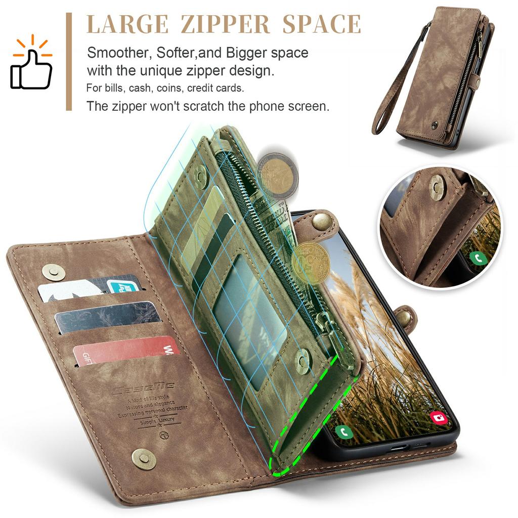 Для Samsung Galaxy S24+ Чехлы для телефона CASEME Кожаный чехол со съемным кошельком и ремешком