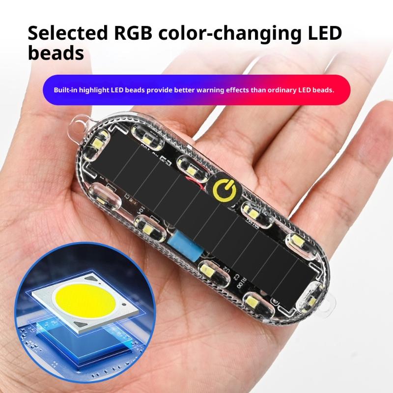 Car Solar Charging-Free Anti-Rear Collision And Explosion-Proof Safety Light Motorcycle Brake Tail Light Modified Flash Light