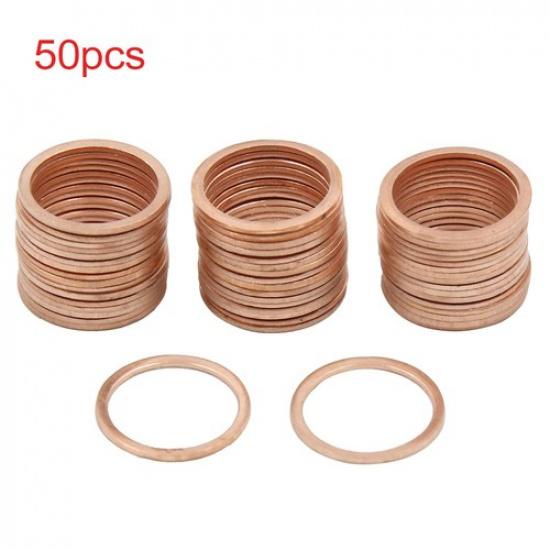 

50pc 17mm Inner Dia Copper Crush Washers Flat Car Sealing Gaskets Plate Rings