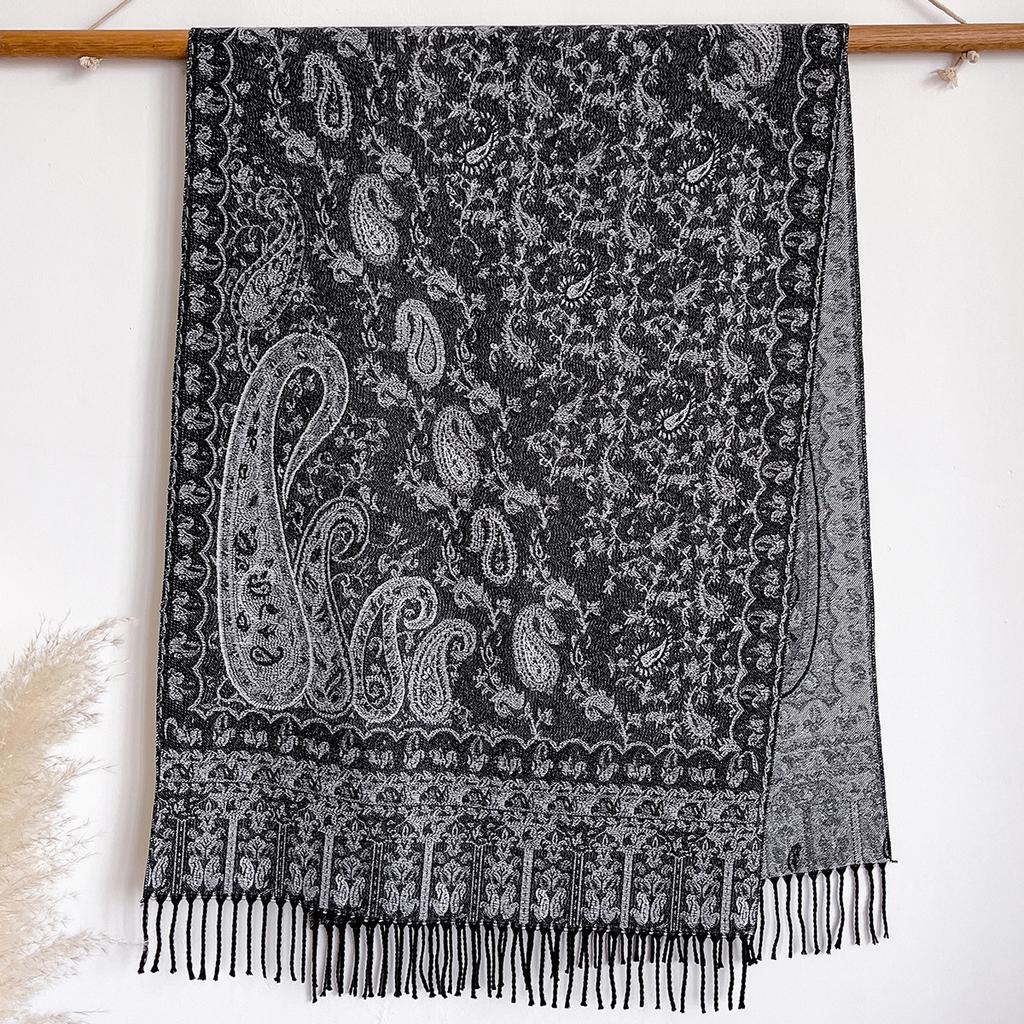 Scarf women's outer with ethnic style imitation cashmere shawl desert seaside travel warm cashew flower scarf thin