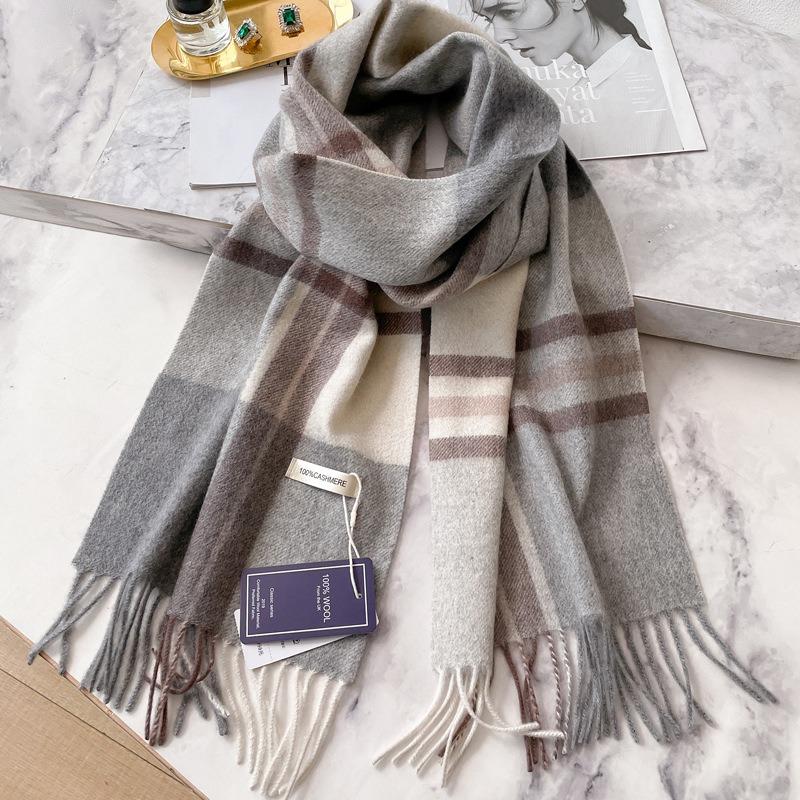 100 mountain cashmere scarf shawl men's winter color men's plaid light luxury trendy warm dad scarf