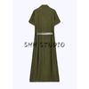 Spring New Women's Clothing American Style Classic Style with Belt Short Sleeve Lapel Shirt Dress 3897060