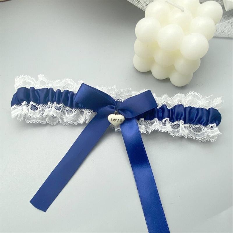 Bride Wedding Lace Garter Elastic Leg Band Lace Trim Design Leg Decoration for Formal Event Proms Ceremony Accessories