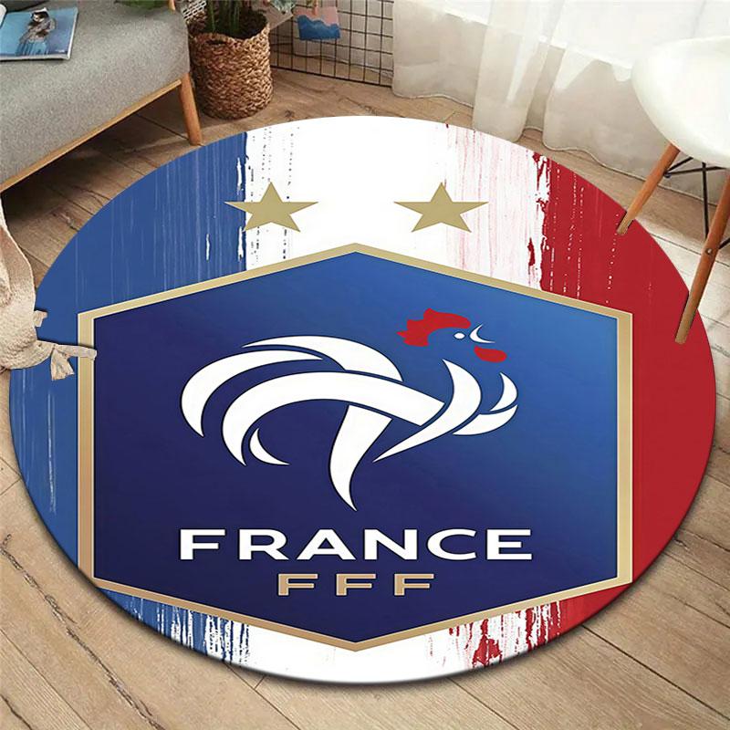 France National Football Team Round Area Rug,Carpet Rug for Living Room Bedroom Sofa Playroom Decor,Non-slip Floor Mat