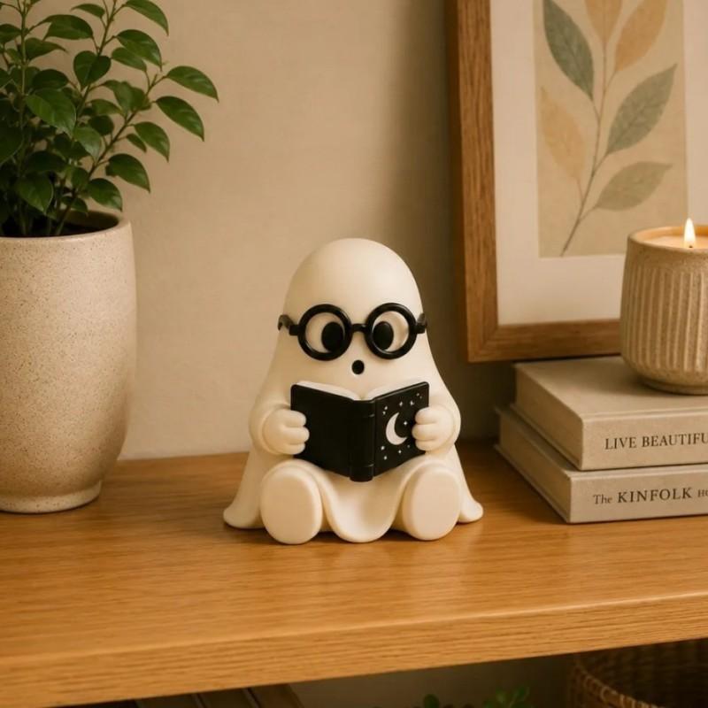 Halloween Cute Ghost Figurine Set Reading Coffee Music Desktop Decor Holiday Gift