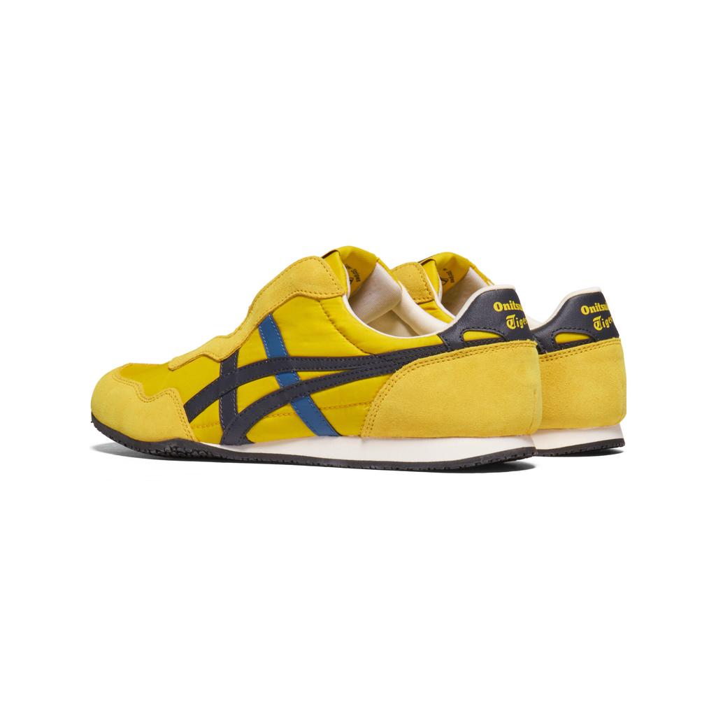 Onitsuka Tiger Serrano Slip-On Fabric Classic Versatile Lightweight Breathable Easy-On Casual Shoes Unisex sneaker Yellow Dark-Blue 1183C615-750