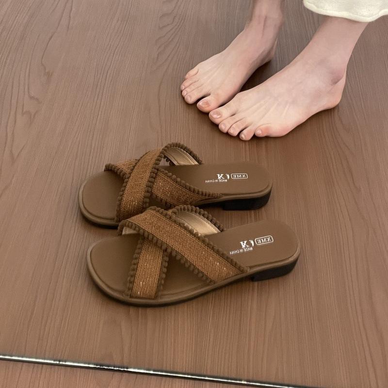 Slope heel cool slippers women's new spring and summer with skirts versatile beach one-word drag