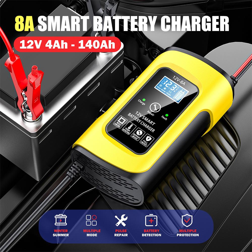 Car Battrey Chargers 12V8A Intelligent Pulse Repairing Charge Device Automotive Battery Trickle