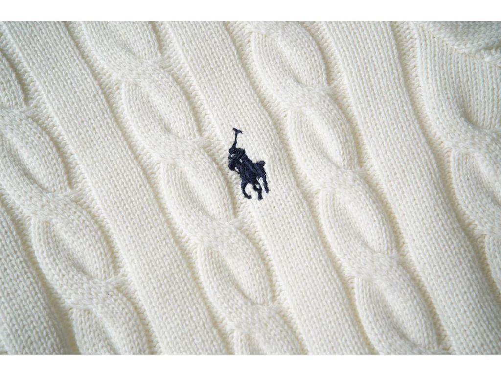 Herren Zopfmuster Pullover mit halbem Reißverschluss und gesticktem RL Pony Logo