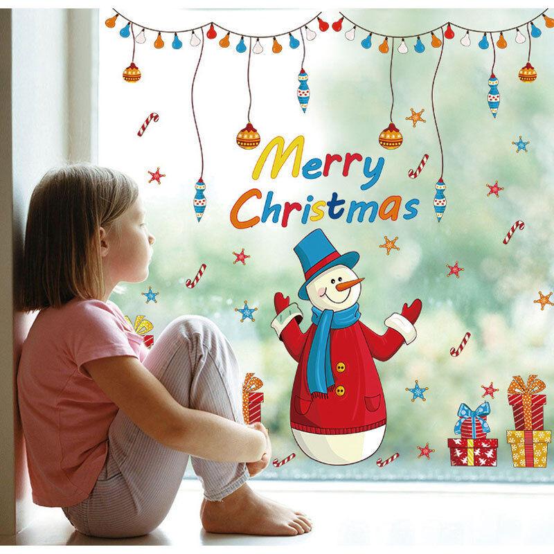 Kids Bedroom Wall Sticker Christmas Tree Santa Claus Window Decal Art Vinyl Diy Decor