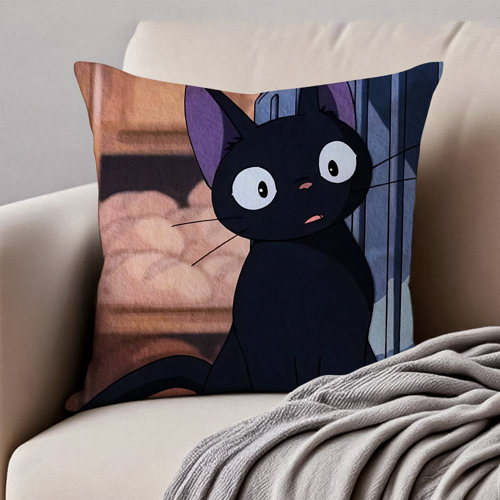 Cute Cat J-Jiji Pillow Case Anti-dustmite Pillowcase Invisible Zipper Silky Short Plush Sofa Cushion Cover
