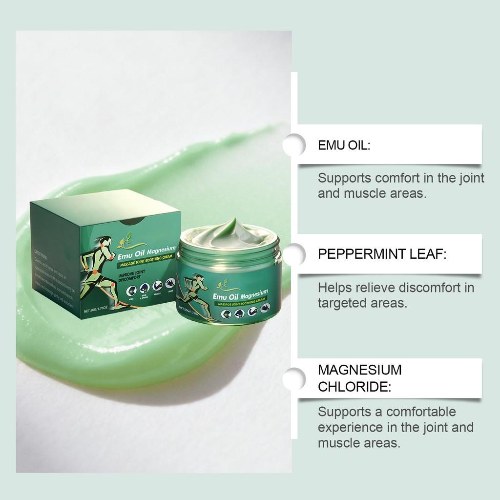 High Quality Magnesium Massage Cream For Pain Relief. Gentle And Nourishing, Absorbs Fast, Refreshing And Non-Greasy. Suitable For Wrists And Knees