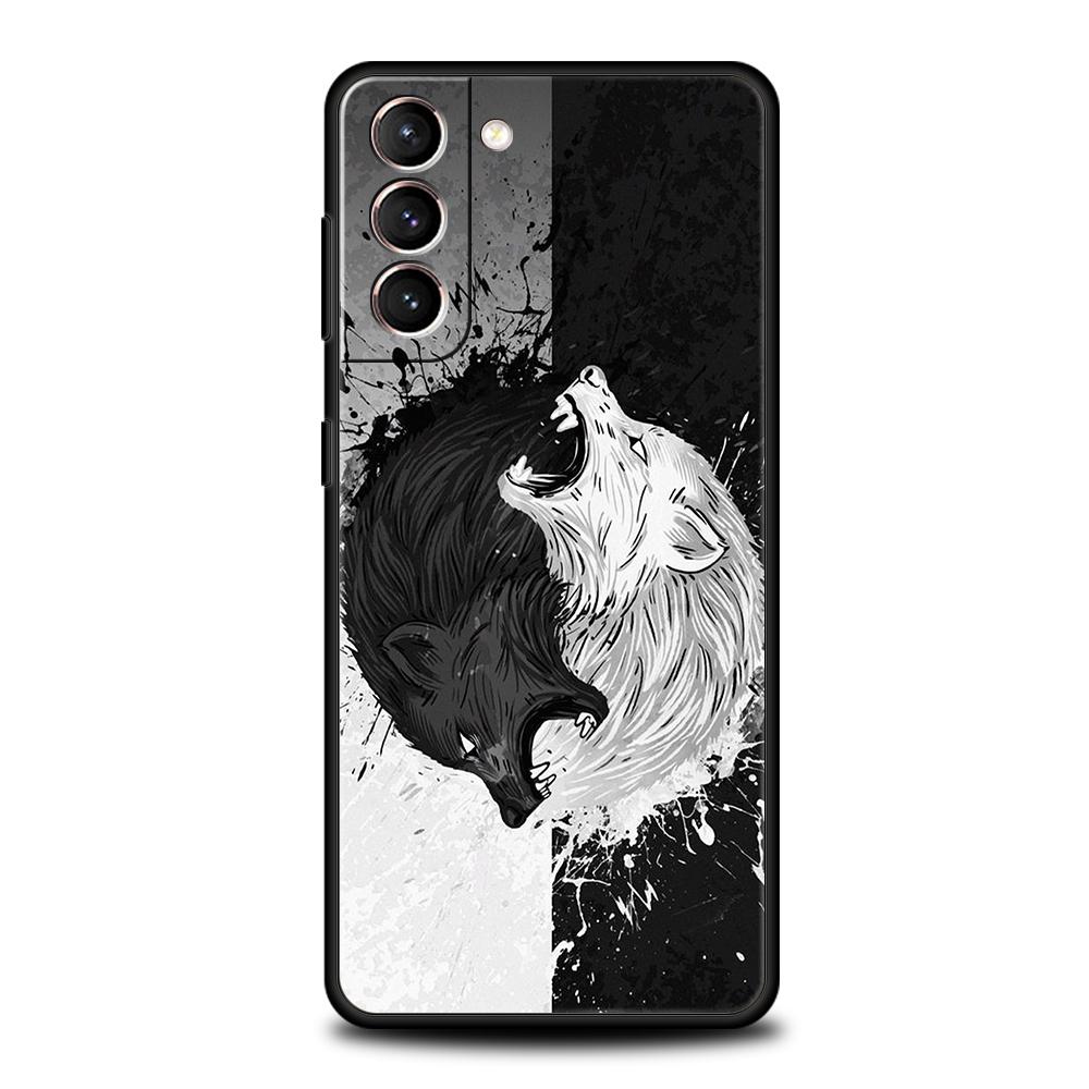 Moon Roaring Wolf Case for Samsung Galaxy S24 S23 S22 S20 S21 FE Ultra S24 S23 S10 S10E S9 S8 Plus 5G Silicone Phone Cover Capas