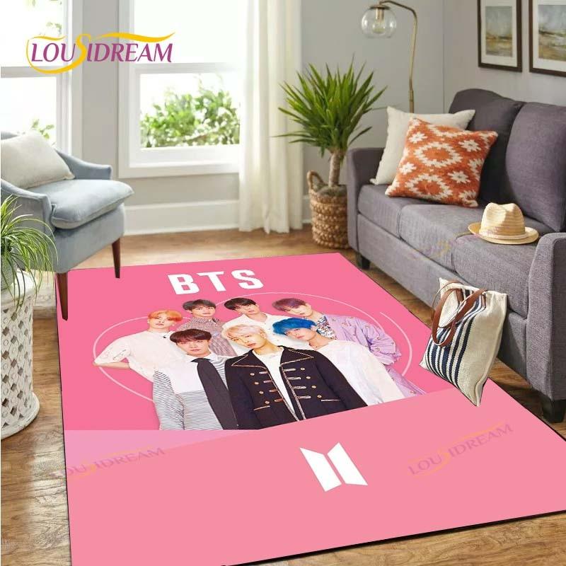 Alfombra de Área Más Nueva de Kpop Bangtan Boys BTS Alfombrilla de Piso para Juegos Infantiles Alfombra Decorativa Más Nueva con Patrón 3D para Sala de Estar