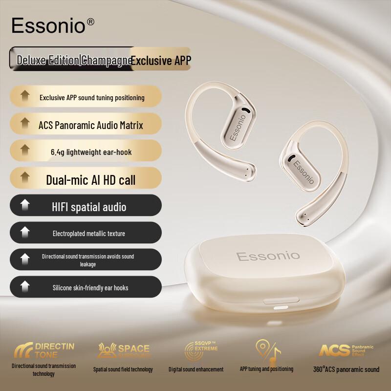 

ESSONIO NICE PRO Berlin Sound Open-Ear Ear-hook Bluetooth Headphones