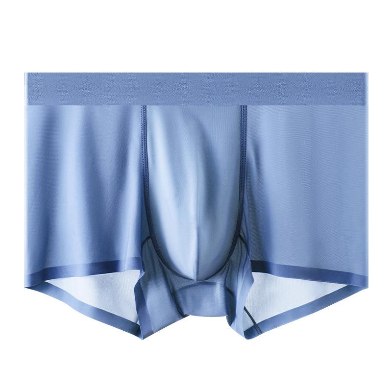 

Ультратонкие трусы-боксеры Ice Silk, мужские полупрозрачные бесшовные сексуальные мужские шорты-боксеры размера плюс L-4XL L синий