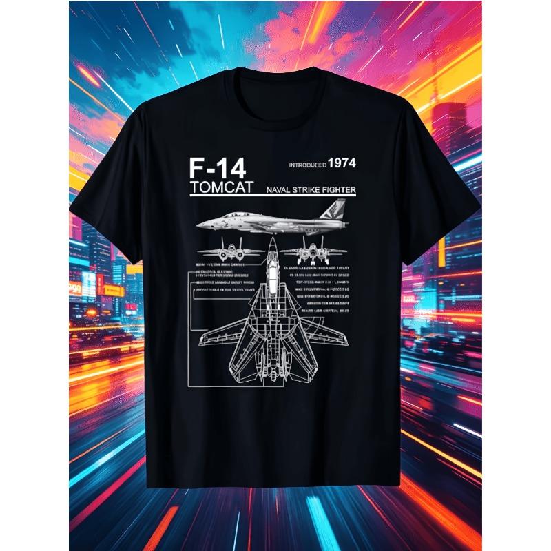F14 Tomcat Navy Fighter Chart Graphic Tshirt Summer New Casual Harajuku Style Unisex Tshirt S