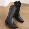 Fashion Western Women Boots  Autumn Winter Fashion Chunky Heeled Cowboy Boots Vintage Style Country Western Cowgirl High Heels Boots