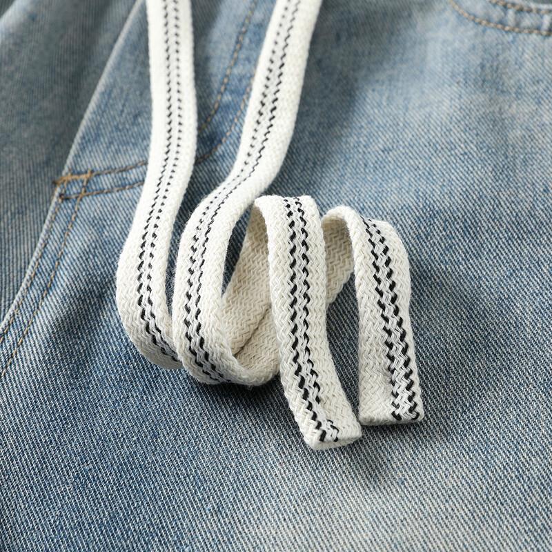 Men's American Retro Elastic Waist Loose Wide-Leg Jeans