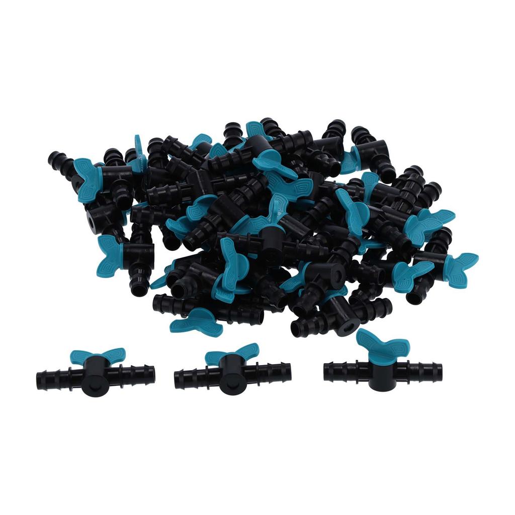 50Pcs Irrigation Switch Valve Garden Plastic Barbed Valve for 16mm Diameter Hose 10x5.5x2.5cm
