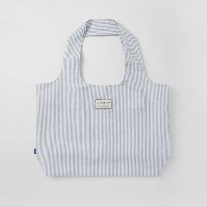 Stripe Cotton Shoulder Bag_BLUE