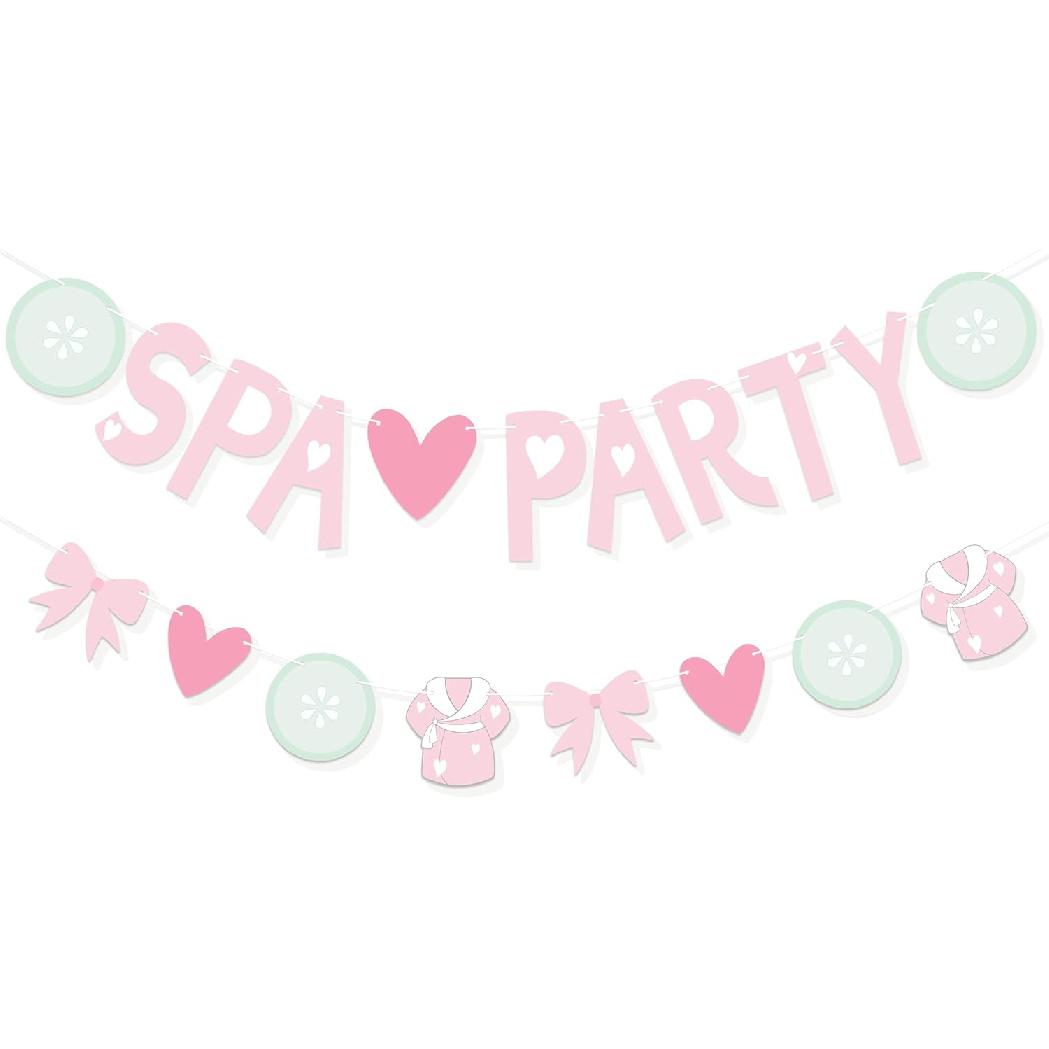 Spa Party Decorations Pink Happy Birthday Banner Spa Makeup Birthday Supplies for Girls Spa Day Makeup Party
