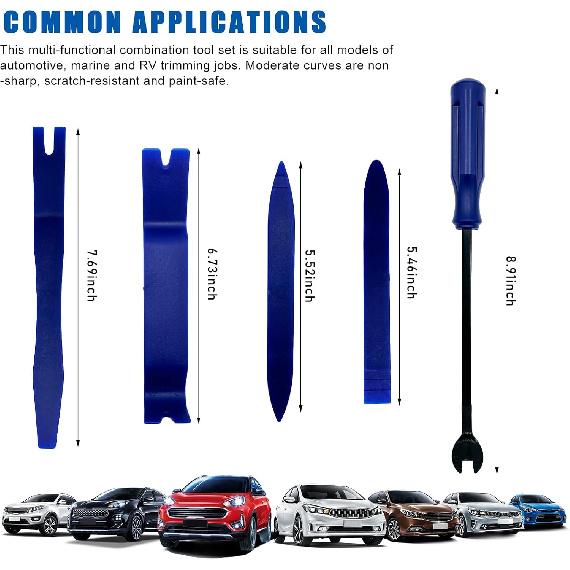 5 PCS Auto Trim Removal Tool Kit, No Scratch Plastic Interior Door Panel Clip Fastener Removal Pry Set, Vehicle Audio Dash Window Molding Remover