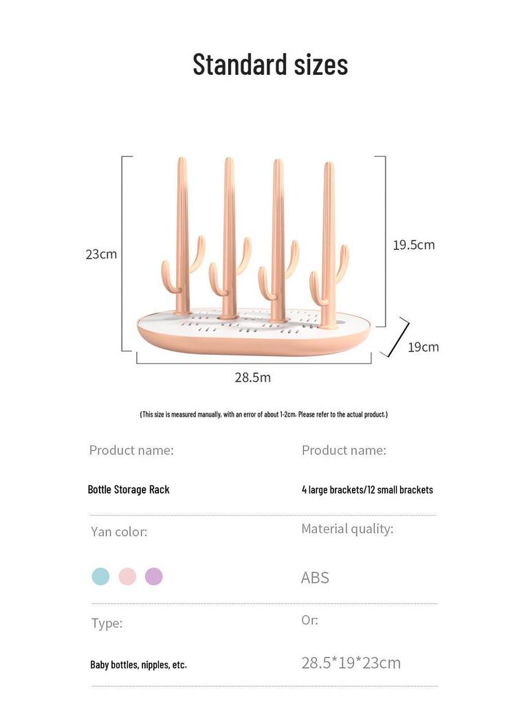 Versatile Baby Bottle Holder & Detachable Drying Rack with Pacifier Slot.