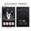 24pcs Medium False Nail Tulips Flower Bows Design Breathable Artificial Nail Easy Application ABS Material