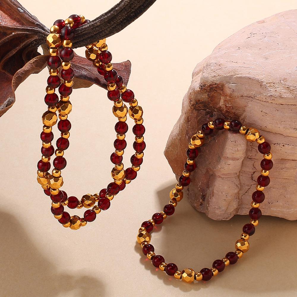 Red Garnet Luxury Gourd Pendant Bracelet for New Year Blessings and Wealth