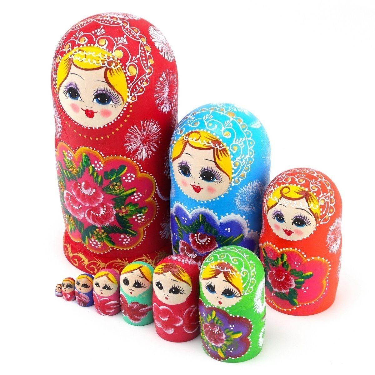 

Матрёшка Кукла Ручной Работы Креативная Игрушка Липовая Кукла Детская 10-слойная Сафлоровый Подарок Украшение Русские Матрёшки 10-layer красный