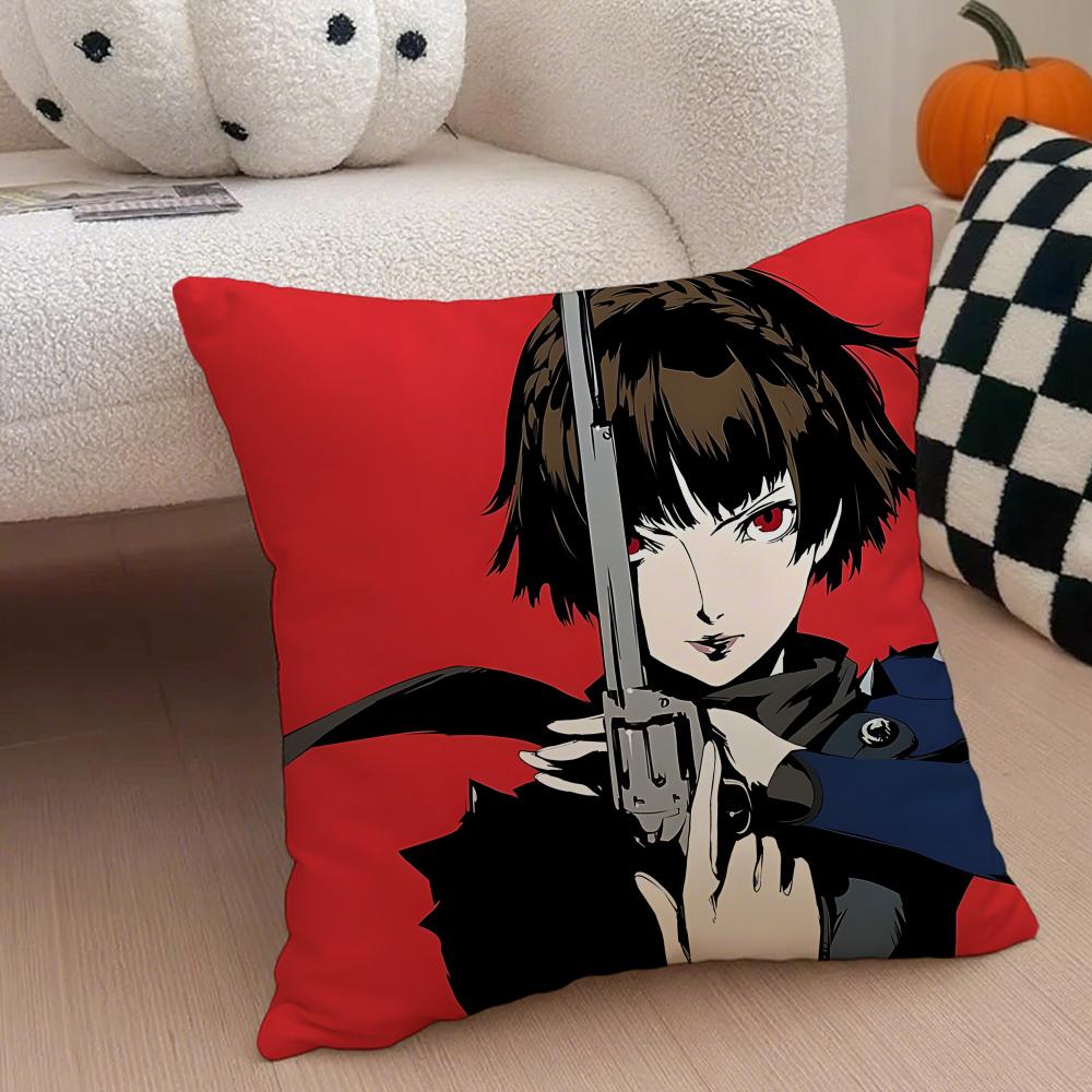 Klassische Anime Persona 5 Kissenbezug Sofakissenbezug Versteckter Knopf Strapazierfähiges Polyester Stuhlkissen