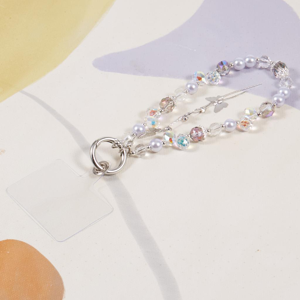 Șnur pentru telefon mobil, curea pentru încheietura mâinii, 26 cm, din aliaj cu fluture, cu pandantive, cu mărgele, pentru husă de telefon, pentru femei și fete