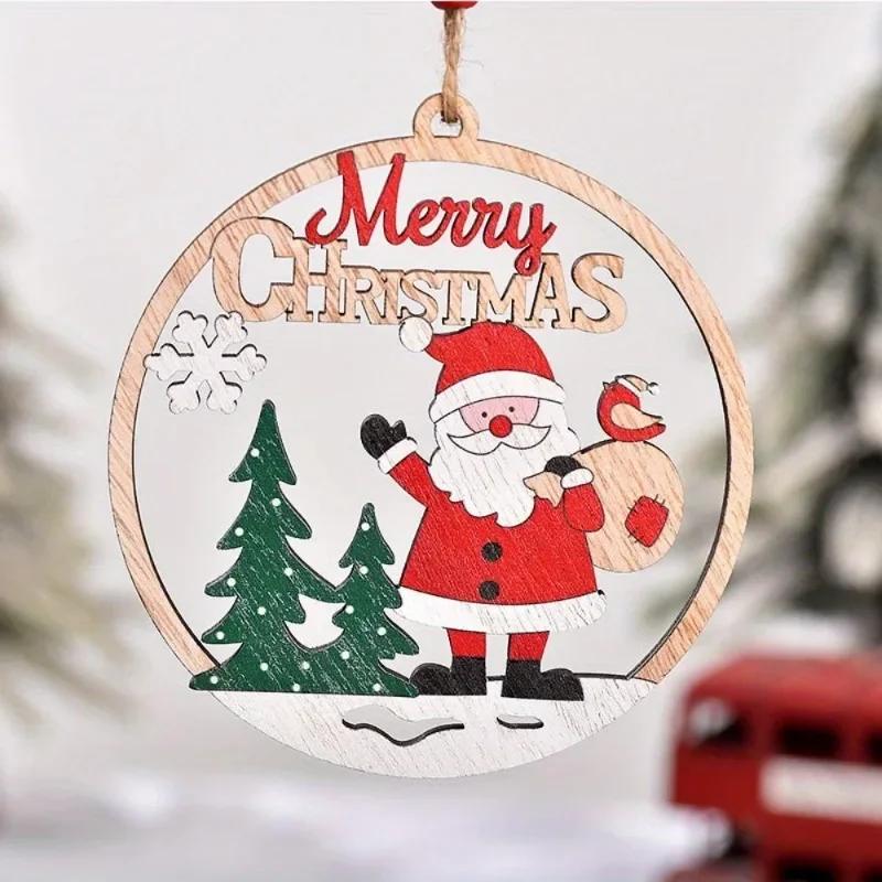 Christmas Pendants Christmas Decorations Wooden Pendants Christmas Hollowed-out Old Man Hang Out Christmas Decorations