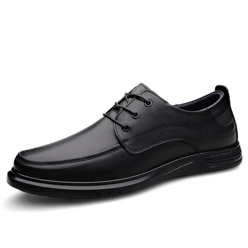 Men s Spring Leather Casual Business Lace-up Shoes - Genuine Leather, Comfortable, Large Sizes Available 39