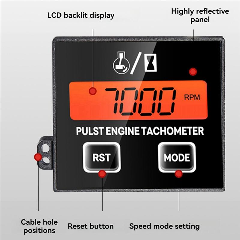 Tachometer Hour Meter Backlight Display RPM Digital Display Battery Replaceable Handheld Induction Chaaw Lawnmover