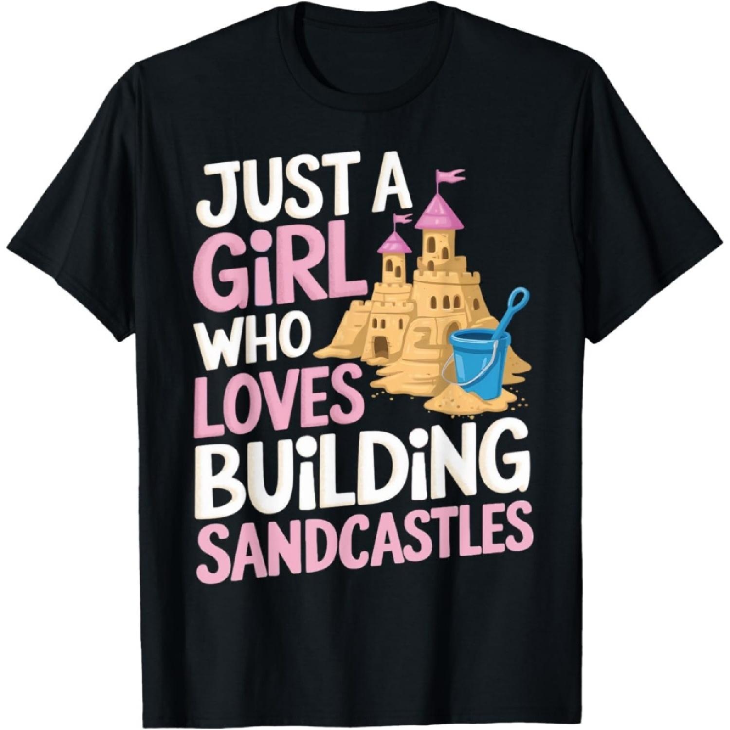 Girl Who Love Building Sandcastle Beach Sculpture Sandcastle T-Shirt S