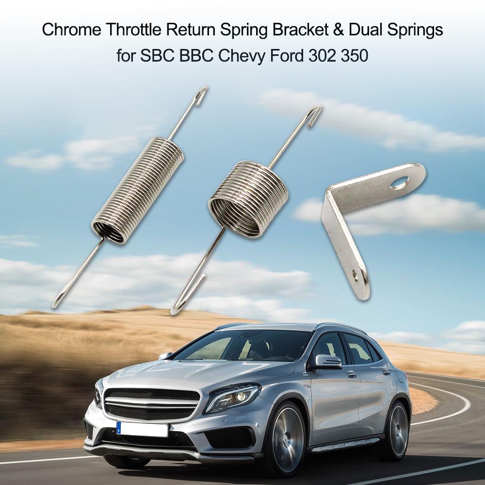 Chrome Throttle Return Spring Bracket & Dual Springs for SBC BBC Chevy
