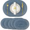 JeogYong Oval Placemats Set of 6 Washable Placemats Woven Placemats 14 X 20 Inch Oval Heat-Resistant Table Mats for Dining Tables, Indoor & Outdoor