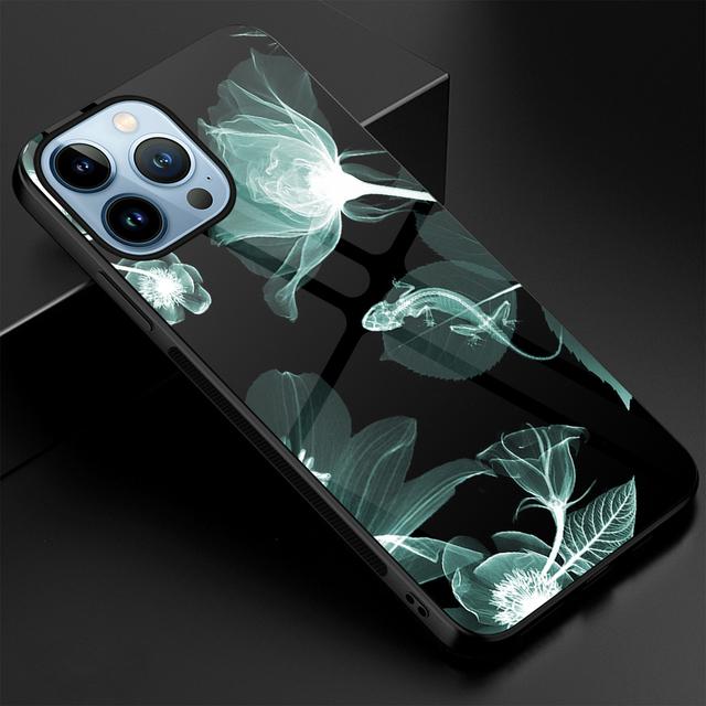 

Чехол для телефона с цветочным принтом для Iphone 14 13 11 12 Pro Max Mini Xs Xr X 7 8 6s Plus Se 2022, роскошный чехол из закаленного стекла Carcasa For iphone SE 2022