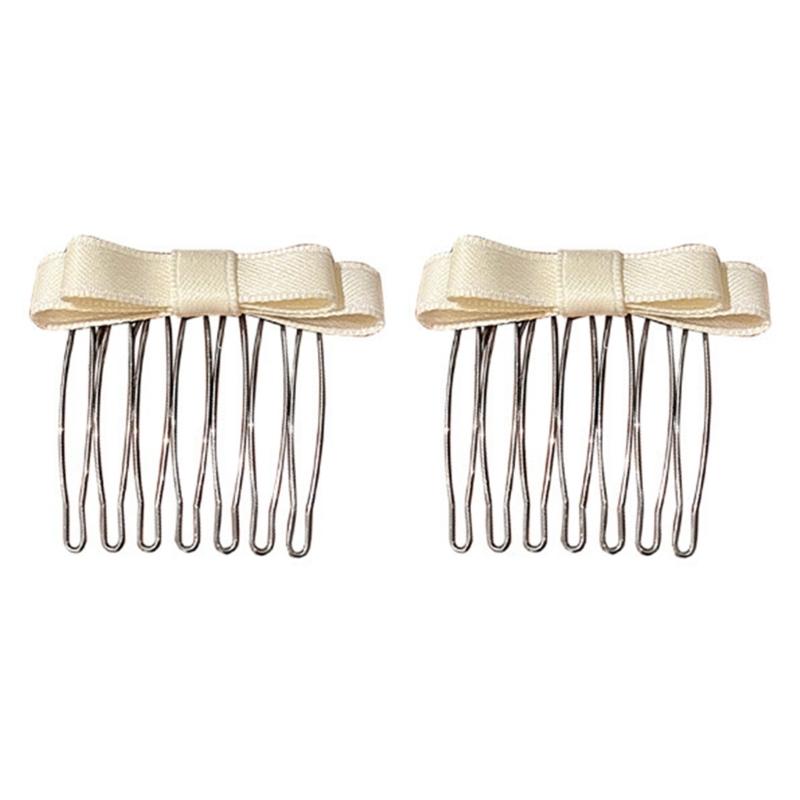 Ribbon Bowknot Hair Comb for Girl Hairpin Comb Hairclip Barrettes for Women Side Bangs Sweet Hair Styling Tool