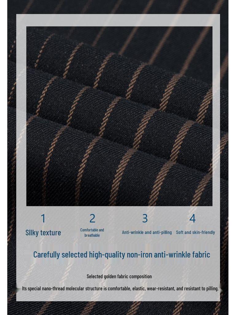 Men's Striped Long Sleeve Shirt - High-End Business Casual for Spring & Autumn