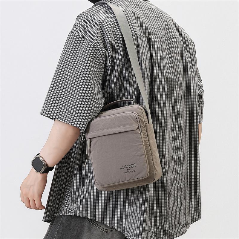 Men's Nylon Crossbody Backpack Fashionable Versatile Summer New Style Waterproof Single Shoulder Sling Bag Simple Design